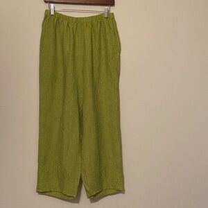 New Flax Lime Green Wide-Leg Pants, size small